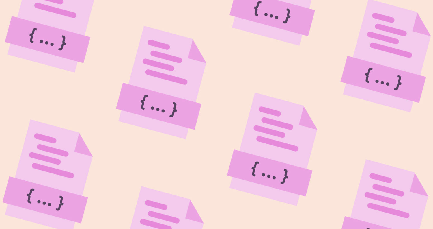 在桃色背景下，粉红色的风格化文档图标的重复模式